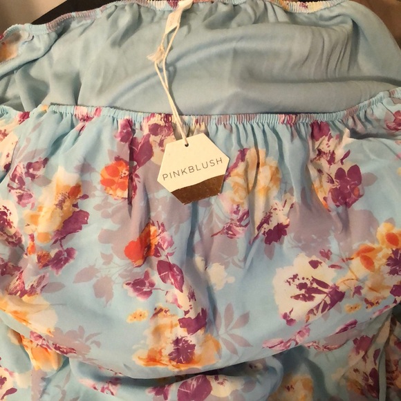 Blue Floral Off Shoulder Ruffle Maternity Maxi - Picture 6 of 6